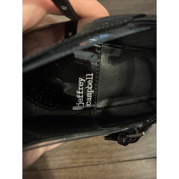 JEFFREY CAMPBELL Resilient Pointed Toe Pump In Black Patent Strappy Heels 8.5 - Picture 5 of 8